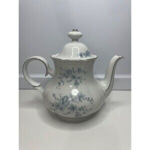 Mitterteich Bavaria teapot blue flowers silver trim